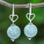 Jade-Ohrringe - Herz-Ohrringe aus Sterlingsilber und Jadeperlen