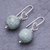 Jade dangle earrings, 'Ethereal Orbs in Green' - Sterling Silver and Jade Bead Heart Dangle Earrings