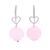 Rose quartz dangle earrings, 'Ethereal Orbs in Pink' - Sterling Silver and Rose Quartz Bead Heart Dangle Earrings thumbail