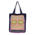 Cotton tote bag, 'Shiny Hmong' - Hmong Cotton Tote Bag with Zippered Interior Pocket
