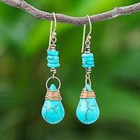 Beaded dangle earrings, 'Rainshower'