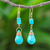 Beaded dangle earrings, 'Rainshower' - Howlite Pyrite Reconstituted Turquoise Dangle Earrings (image 2) thumbail