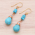 Multi-gemstone dangle earrings, 'Rainshower' - Howlite Pyrite Reconstituted Turquoise Dangle Earrings (image 2b) thumbail