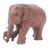 Teak wood sculpture, 'Father and Baby' - Father and Baby Elephant Teak Wood Statuette