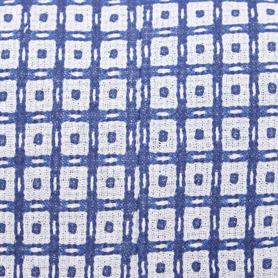 Hobo-Umhängetasche aus Baumwolle - Blau-weiße Hobo-Umhängetasche aus Baumwolle