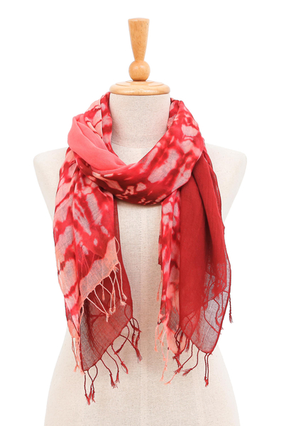 Cotton scarves, 'Warmth of Love' (pair) - Pair of Cotton Scarves in Shades of Pink