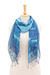 Cotton scarves, 'Sea of Love' (pair) - Pair of Cotton Scarves in Shades of Blue (image 2a) thumbail