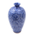 Ceramic vase, 'Blue Flora' - Artisan Made Blue Ceramic Vase