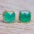 Gold plated onyx button earrings, 'Green Sea' - Hand Made Gold Plated Sterling Silver Onyx Button Earrings (image 2) thumbail