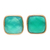 Gold plated onyx button earrings, 'Green Sea' - Hand Made Gold Plated Sterling Silver Onyx Button Earrings thumbail