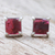Garnet button earrings, 'Good Luck Charm in Crimson' - Thai Hand Made Sterling Silver Garnet Stud Earrings