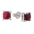 Garnet button earrings, 'Good Luck Charm in Crimson' - Thai Hand Made Sterling Silver Garnet Stud Earrings