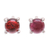 Garnet stud earrings, 'Circle Moon in Crimson' - Thai Hand Made Sterling Silver Garnet Button Earrings thumbail