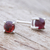 Garnet stud earrings, 'Circle Moon in Crimson' - Thai Hand Made Sterling Silver Garnet Button Earrings (image 2b) thumbail