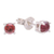 Garnet stud earrings, 'Circle Moon in Crimson' - Thai Hand Made Sterling Silver Garnet Button Earrings