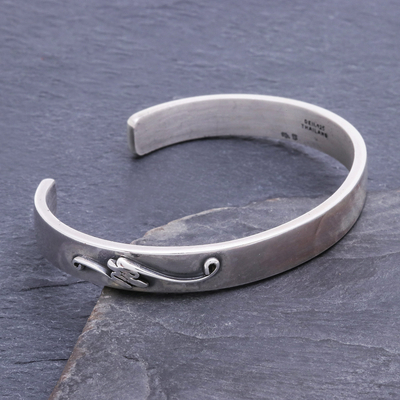 Sterling silver cuff bracelet, 'Wave Passion' - Hand Crafted Sterling Silver Cuff Bracelet