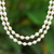 Cultured pearl and brass beaded necklace, 'Pearl Girl' - Cultured Pearl and Brass Beaded Twin Strand Necklace (image 2) thumbail