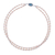 Cultured pearl and rhodium-plated brass beaded necklace, 'Ocean Peach' - Cultured Pearl and Rhodium Plated Brass Beaded Necklace thumbail