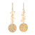 Citrine dangle earrings, 'Golden Coin in Yellow' - Citrine and Brass Coin Dangle Earrings thumbail