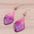 Orchid petal dangle earrings, 'Forever Orchid in Fuchsia' - Fuchsia Orchid Petal Earrings (image 2b) thumbail