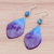 Orchid petal dangle earrings, 'Forever Orchid in Blue' - Blue Orchid Petal Earrings from Thailand (image 2b) thumbail