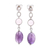 Amethyst and rose quartz dangle earrings, 'Lilac Season' - Rose Quartz and Faceted Amethyst Post Dangle Earrings thumbail