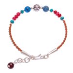 Agate and quartz beaded cord bracelet, 'Wonder' - Agate and Quartz Beaded Cord Bracelet with Sterling Silver