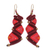 Macrame dangle earrings, 'Zigzag Dream in Red' - Zigzag Pattern Macrame Dangle Earrings in Red (image 2a) thumbail