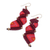 Macrame dangle earrings, 'Zigzag Dream in Red' - Zigzag Pattern Macrame Dangle Earrings in Red