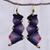 Macrame dangle earrings, 'Zigzag Dream in Purple' - Zigzag Pattern Macrame Dangle Earrings in Purple thumbail