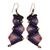 Macrame dangle earrings, 'Zigzag Dream in Purple' - Zigzag Pattern Macrame Dangle Earrings in Purple (image 2a) thumbail