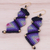 Macrame dangle earrings, 'Zigzag Dream in Purple' - Zigzag Pattern Macrame Dangle Earrings in Purple (image 2b) thumbail