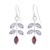 Multi-gemstone dangle earrings, 'Tender Leaves of Winter' - Garnet Citrine Amethyst Leaf Dangle Earrings