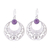 Amethyst dangle earrings, 'Waxing Moon in Violet' - Sterling Silver Crescent. Dangle Earrings with Amethysts