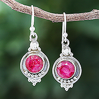 Iolite dangle earrings, 'Full Rose Moon' - Faceted Iolite Dangle Earrings in Sterling Silver Settings
