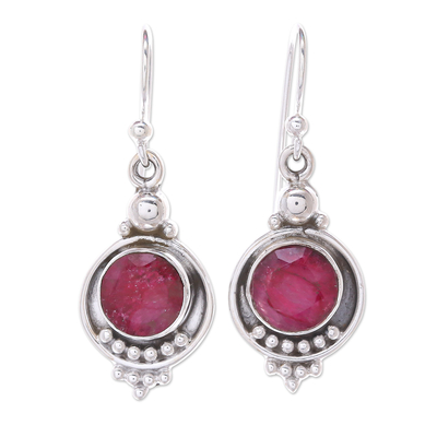 Iolite dangle earrings, 'Full Rose Moon' - Faceted Iolite Dangle Earrings in Sterling Silver Settings
