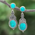 Sterling silver dangle earrings, 'Heirloom' - Sterling Silver Dangle Earrings with Reconstituted Turquoise