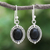 Onyx dangle earrings, 'Cool Moon' - Black Onyx Cabochon Sterling Silver Dangle Earrings