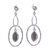 Labradorite dangle earrings, 'Splendid Rings' - Hammered Sterling Silver Ring Earrings with Labradorite