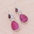 Iolite and garnet dangle earrings, 'The Many Facets of Love' - Sterling Silver Pear-Shaped Iolite and Garnet Earrings