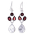 Tourmalinated quartz and garnet dangle earrings, 'Love Galaxy in Red' - Tourmalinated Quartz and Garnet Dangle Earrings (image 2a) thumbail