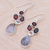 Tourmalinated quartz and garnet dangle earrings, 'Love Galaxy in Red' - Tourmalinated Quartz and Garnet Dangle Earrings (image 2b) thumbail