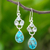 Blue topaz dangle earrings, 'Love Galaxy in Blue' - Blue Topaz and Reconstituted Turquoise Dangle Earrings