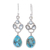 Blue topaz dangle earrings, 'Love Galaxy in Blue' - Blue Topaz and Reconstituted Turquoise Dangle Earrings