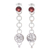 Tourmalinated quartz and garnet dangle earrings, 'Across the Universe in Red' - Tourmalinated Quartz and Garnet Chain Dangle Earrings