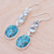 Blue topaz dangle earrings, 'Asterism in Blue' - Reconstituted Turquoise and Blue Topaz Dangle Earrings (image 2b) thumbail