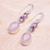 Rose quartz and amethyst dangle earrings, 'Asterism in Pink and Purple' - Rose Quartz and Amethyst and Sterling Silver Dangle Earrings