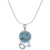 Blue topaz pendant necklace, 'Love Orbit in Blue' - Reconstituted Turquoise and Blue Topaz Pendant Necklace