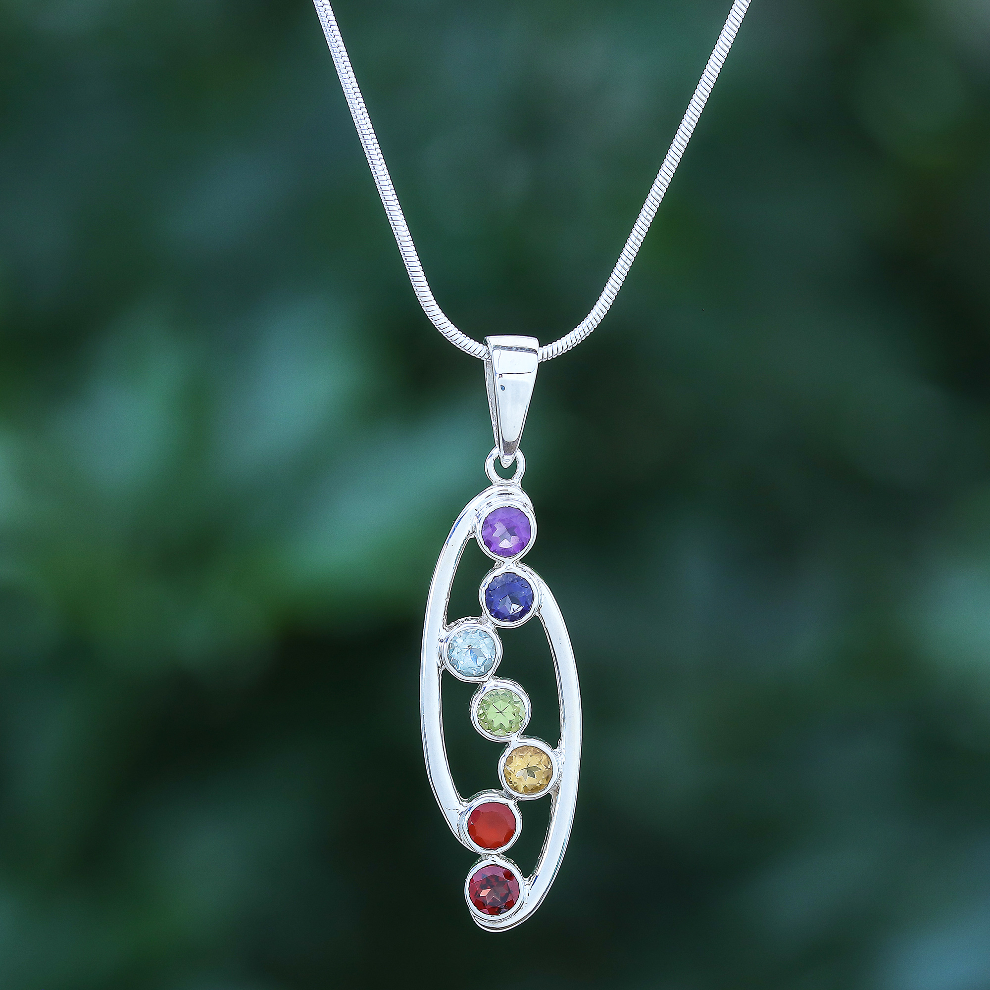 multi stone pendant necklace