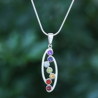 Multi-gemstone pendant necklace, Mindful Delight